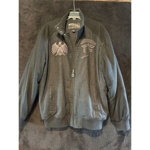 Fox Deluxe Bomber Jacket XL Wool Blend Moto "Live Fast‎ Ride Hard" Patch